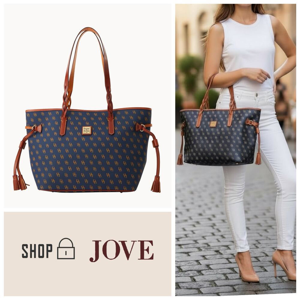NEW $338 Dooney Bourke Gretta Bailey Monogram Navy Neverfull Laptop Work Tote